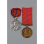 A METROPOLITAN POLICE GROUP OF TWO MEDALS, Met Police 1902 Coronation medal named to PC. K. Canvin