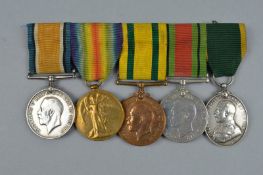 A WWI/WWII GROUP OF MEDALS, on a swing mounted bar as follows, British War and Victory medal