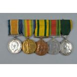 A WWI/WWII GROUP OF MEDALS, on a swing mounted bar as follows, British War and Victory medal