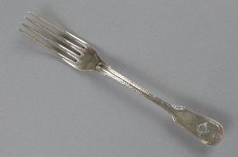 A WHITE METAL DINNER FORK, embossed with the German Nazi logo for the R.A.D. National Labour