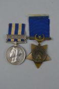AN EGYPT AND KHEDIVES STAR PAIR OF MEDALS, Egypt medal has the 'Suakin 1885' bar and is named to