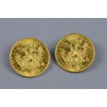 A PAIR OF GOLD DUCAT PROOFS, approximately 3.5 grams each, .986 fine Austria 1915