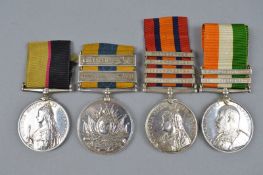 A VICTORIAN GROUP OF FOUR MEDALS, covering the Sudan and Boer War Campaigns, Queens Sudan medal,