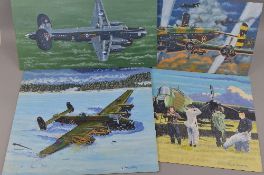 FOUR OIL ON BOARD MILITARY INTEREST PAINTINGS,Colin Fairbrother local South Derbyshire artist,