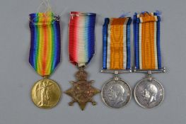 A GROUP OF FOUR WWI MEDALS, all to different recipients, 1914-15 Star named 918 Sjt R. Kerr,