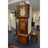 A VICTORIAN MAHOGANY AND INLAID LONGCASE CLOCK, 8 day movement, subsidiary date and seconds dials,