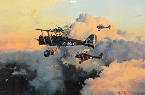 ROBERT TAYLOR, 'DAWN PATROL', a limited edition print 217/1000 of a Flight of Se5A Fighters of the - Image 2 of 3