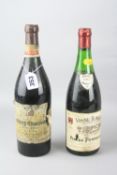 TWO BOTTLES OF OLD BURGUNDY CLARET, 1 x Gevrey-Chambertin Burgundy, shipped by Paten-Bays Group