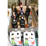 A MISCELLANEOUS SELECTION OF FOURTEEN BOTTLES OF PORT, SHERRY, CREAM LIQUEURS AND SPIRITS, including