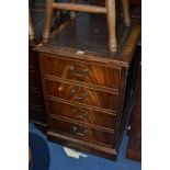 A BEVON FUNNEL TWO DRAWER FILING CABINET, with chocolate tooled leather inlay top, approximate