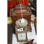 AN EARLY 20TH CENTURY BRASS CASED CARRIAGE CLOCK, French movement, together with an early 20th