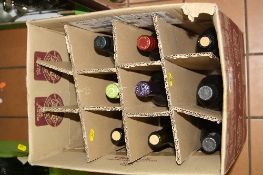 TEN BOTTLES OF WINES AND SHERRY AND A 35CL BOTTLE OF WHISKY, to include six bottles of red wine