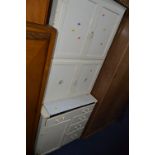 A PAINTED 20TH CENTURY MAIDSAVER KITCHEN CABINET, of various cupboard doors and drawers