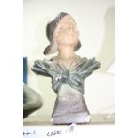 A FRENCH PLASTER GIRL BUST, impressed 'Depose' '265' 'France' to side and 'E' to base, height