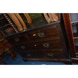 AN EDWARDIAN MAHOGANY CHEST, of two short and two long drawers, approximate size width 104cm x