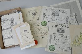 A BOX OF MASONIC CERTIFICATE AND PAPERS