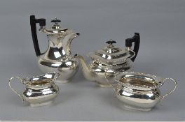 A FOUR PIECE PLATED WARE SET, including teapot, coffee pot, cream and sugar