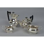 A FOUR PIECE PLATED WARE SET, including teapot, coffee pot, cream and sugar