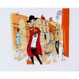 SAM WILSON (BRITISH, 20TH CENTURY) 'High Street' a limited edition print 13/195 of a stylish woman