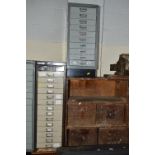 A BISLEY METAL TEN DRAWER FILING CABINET and a easiscan fifteen drawer filing cabinet (missing one