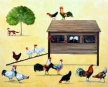 REBECCA CAMPLBELL (CONTEMPORARY), 'Chicken Run', a limited edition print 40/95 of chickens with a