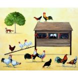 REBECCA CAMPLBELL (CONTEMPORARY), 'Chicken Run', a limited edition print 40/95 of chickens with a