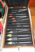 A COLLECTION OF ASSORTED HYDROMETERS, in fitted wooden case (13)