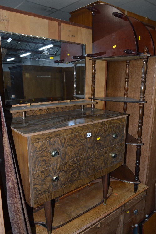 A RETRO DRESSING TABLE, with a single mirror and two modern what nots (3)