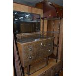 A RETRO DRESSING TABLE, with a single mirror and two modern what nots (3)