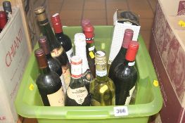TEN BOTTLES OF ASSORTED RED AND WHITE WINES, and a bottle of Sherry