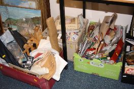 THREE BOXES OF TAPESTRY/KNITTING ITEMS ETC, to include unopened embroidery packs, cotton, wool etc