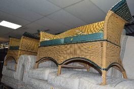 A WICKER THREE PIECE LOUNGE/CONSERVATORY SUITE, with removable cushions