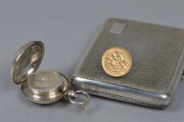 A SILVER CASE, a silver sovereign case and a 1912 half sovereign