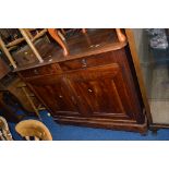 A VICTORIAN WALNUT TWO DOOR CABINET, with two short drawers, approximate size width 122.5cm x
