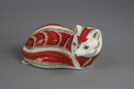 A ROYAL CROWN DERBY 'RED FOX' PAPERWEIGHT, gold stopper