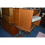 A STAG TEAK CHEST, of eight drawers, matching three drawer bedside chest, together with a teak