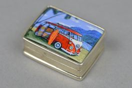 A STIRLING ENAMELLED PILL BOX