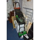 AN ENVOY ELECTRIC LAWN MOWER, with grass box and a battery powered cylinder lawnmower with grassbox,