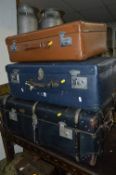 A VINTAGE TRAVELLING TRUNK, and two Globe Trotter suitcases (3)