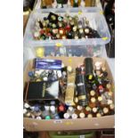 A LARGE COLLECTION OF MINIATURE CONTINENTAL SPIRITS AND LIQUEURS, (two boxes)