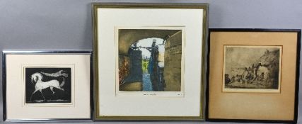 THREE LIMITED EDITION ETCHINGS, the first by Gordon Miles (british B.1947), 'Departure Awbridge'