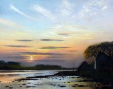 ROBERT TURNBULL (BRITISH, CONTEMPORARY), Coastal landscape at dusk, pastel, signed lower right, 18.