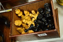 A STAUNTON TYPE CHESS SET, housed in a box (complete)