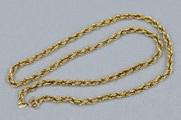 A 9CT ROPE NECKLACE, 45cm, approximate weight 4.6 grams