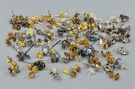 A BAG OF MISCELLANEOUS SILVER AND COSTUME EARRING SETS, etc, approximate weight 85.0 grams