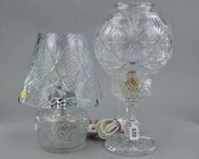 TWO GLASS TABLE LAMPS, tallest approximately 35cm (2)