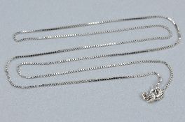 A 9CT WHITE GOLD NECKLACE, approximate length 50cm, approximate weight 1.9 grams