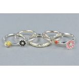 A SELECTION OF FIVE 925 SILVER STACKING RINGS, ring size J1/2, approximate weight 12.1 grams