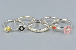 A SELECTION OF FIVE 925 SILVER STACKING RINGS, ring size J1/2, approximate weight 12.1 grams
