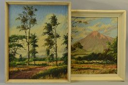 ROBERT LEWIS MCLELLAN-SIM (BRITISH, 1907 - 1985) ASIAN/AFRICAN MOUNTAIN LANDSCAPE, oil on canvas,